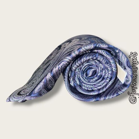 KORS Michael Kors Blue & Purple Paisley Neck Tie - Picture 7 of 9